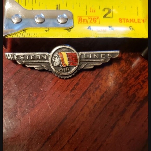 Vintage Silver and Red Western Lines Air Brooch - Picture 4 of 7